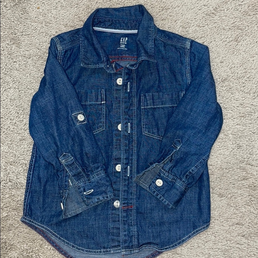 EUC GAP Blue Demin Jean Shirt - Size 3T
